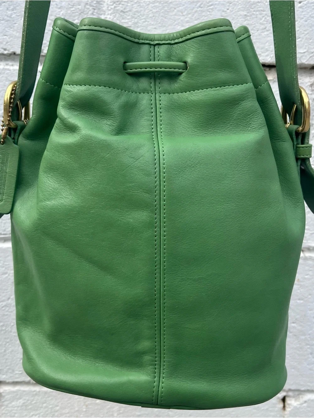 π Vintage 4151 Green Leaf Coach Thompson Drawstring Bucket Bag π - Picture 3 of 14